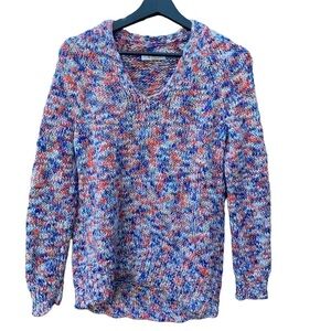 LOFT Lou & Grey Multicolor Marled Knit Soft V-Neck Sweater Size XS